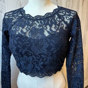 Blue floral lace blouse